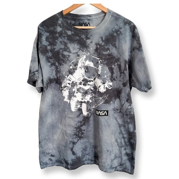 NASA Astronaut Space Shuttle Men's Tie Dye Grey Cotton T-Shirt Tee. Size Large - Picture 1 of 9